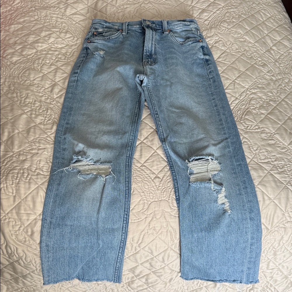 MOTHER Women’s Distressed Cut Off Light Blue Jeans Size 25